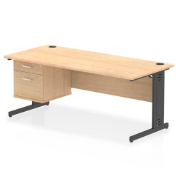 Impulse 1800mm Cable Managed Straight Desk With Single Fixed Pedestal - image 9