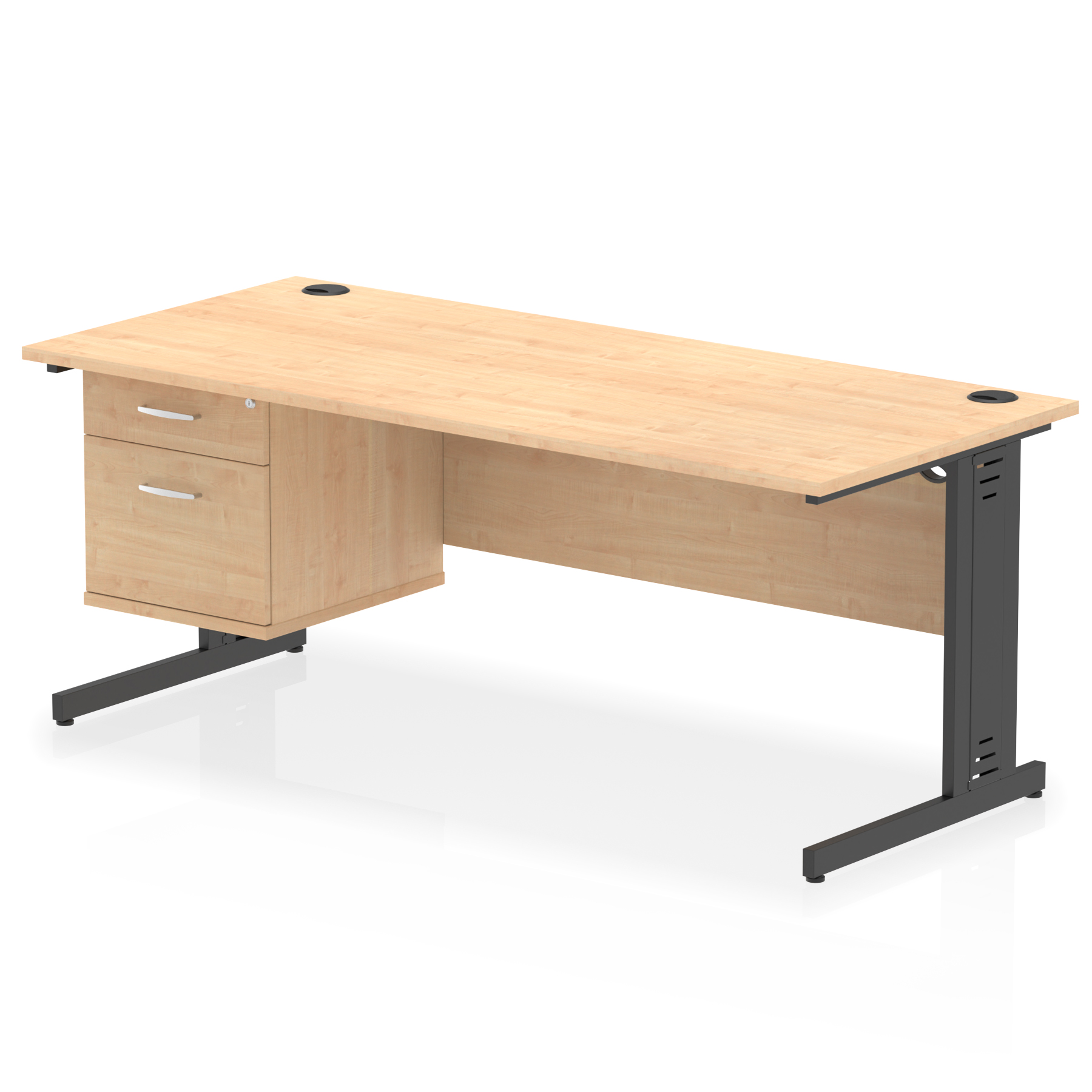 Impulse 1800mm Cable Managed Straight Desk With Single Fixed Pedestal - image 9