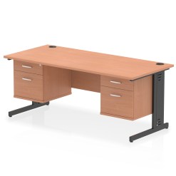 Impulse 1800mm Cable Managed Straight Desk With Two Fixed Pedestal - image 7