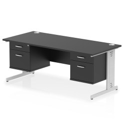 Impulse 1800mm Cable Managed Straight Desk With Two Fixed Pedestal - image 10
