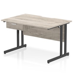 Impulse Scalloped Edge Cantilever Straight Desk With Single One Drawer Fixed Pedestal - image 4