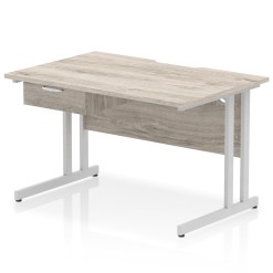 Impulse Scalloped Edge Cantilever Straight Desk With Single One Drawer Fixed Pedestal - image 5