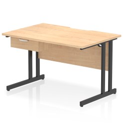 Impulse Scalloped Edge Cantilever Straight Desk With Single One Drawer Fixed Pedestal - image 7