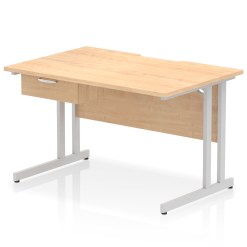 Impulse Scalloped Edge Cantilever Straight Desk With Single One Drawer Fixed Pedestal - image 8