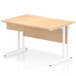 Impulse Scalloped Edge Cantilever Straight Desk With Single One Drawer Fixed Pedestal - image 9