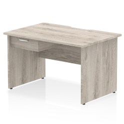 Impulse Scalloped Edge Panel End Straight Desk Frame With Single One Drawer Fixed Pedestal - image 2