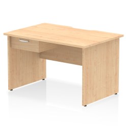 Impulse Scalloped Edge Panel End Straight Desk Frame With Single One Drawer Fixed Pedestal - image 3