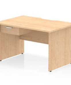 Impulse Scalloped Edge Panel End Straight Desk Frame With Single One Drawer Fixed Pedestal