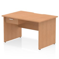 Impulse Scalloped Edge Panel End Straight Desk Frame With Single One Drawer Fixed Pedestal - image 4