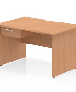Impulse Scalloped Edge Panel End Straight Desk Frame With Single One Drawer Fixed Pedestal