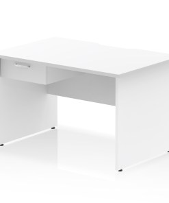 Impulse Scalloped Edge Panel End Straight Desk Frame With Single One Drawer Fixed Pedestal