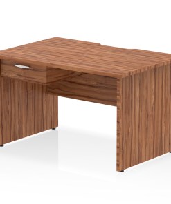 Impulse Scalloped Edge Panel End Straight Desk Frame With Single One Drawer Fixed Pedestal