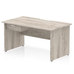 Impulse Scalloped Edge Panel End Straight Desk Frame With Single One Drawer Fixed Pedestal - image 8