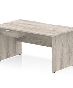 Impulse Scalloped Edge Panel End Straight Desk Frame With Single One Drawer Fixed Pedestal