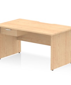 Impulse Scalloped Edge Panel End Straight Desk Frame With Single One Drawer Fixed Pedestal