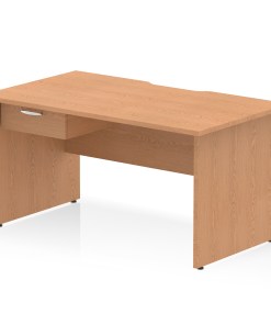 Impulse Scalloped Edge Panel End Straight Desk Frame With Single One Drawer Fixed Pedestal