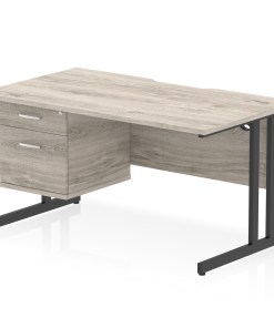 Impulse Scalloped Edge 1400mm Cantilever Straight Desk With Single Fixed Pedestal