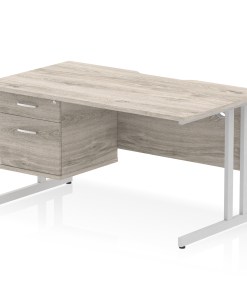 Impulse Scalloped Edge 1400mm Cantilever Straight Desk With Single Fixed Pedestal