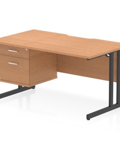Impulse Scalloped Edge 1400mm Cantilever Straight Desk With Single Fixed Pedestal