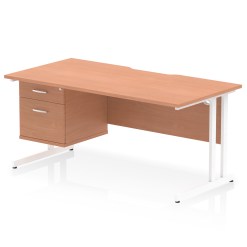 Impulse Scalloped Edge 1600mm Cantilever Straight Desk With Single Fixed Pedestal - image 3