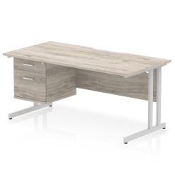 Impulse Scalloped Edge 1600mm Cantilever Straight Desk With Single Fixed Pedestal - image 5