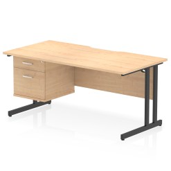 Impulse Scalloped Edge 1600mm Cantilever Straight Desk With Single Fixed Pedestal - image 7