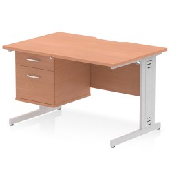 Impulse Scalloped Edge 1200mm Cable Managed Straight Desk With Single Fixed Pedestal - image 2