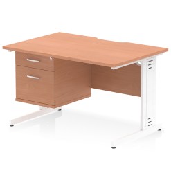 Impulse Scalloped Edge 1200mm Cable Managed Straight Desk With Single Fixed Pedestal - image 3
