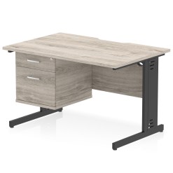 Impulse Scalloped Edge 1200mm Cable Managed Straight Desk With Single Fixed Pedestal - image 4