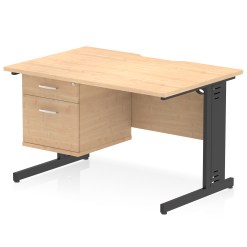 Impulse Scalloped Edge 1200mm Cable Managed Straight Desk With Single Fixed Pedestal - image 7