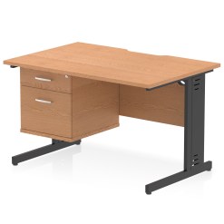 Impulse Scalloped Edge 1200mm Cable Managed Straight Desk With Single Fixed Pedestal - image 10