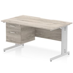 Impulse Scalloped Edge 1400mm Cable Managed Straight Desk With Single Fixed Pedestal - image 5