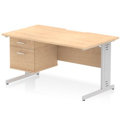 Impulse Scalloped Edge 1400mm Cable Managed Straight Desk With Single Fixed Pedestal - image 8