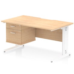 Impulse Scalloped Edge 1400mm Cable Managed Straight Desk With Single Fixed Pedestal - image 9