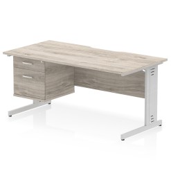 Impulse Scalloped Edge 1600mm Cable Managed Straight Desk With Single Fixed Pedestal - image 5