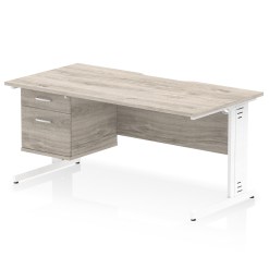 Impulse Scalloped Edge 1600mm Cable Managed Straight Desk With Single Fixed Pedestal - image 6