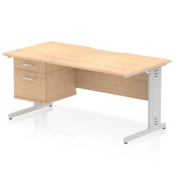 Impulse Scalloped Edge 1600mm Cable Managed Straight Desk With Single Fixed Pedestal - image 8