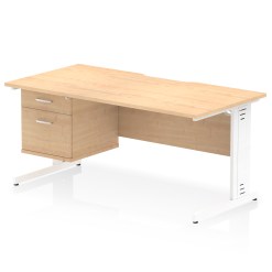 Impulse Scalloped Edge 1600mm Cable Managed Straight Desk With Single Fixed Pedestal - image 9