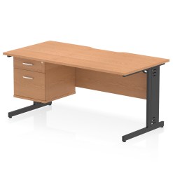 Impulse Scalloped Edge 1600mm Cable Managed Straight Desk With Single Fixed Pedestal - image 10