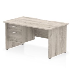 Impulse Scalloped Edge 1400mm Panel End Straight Desk With Single Fixed Pedestal - image 2