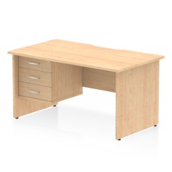 Impulse Scalloped Edge 1400mm Panel End Straight Desk With Single Fixed Pedestal - image 9