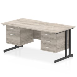 Impulse Scalloped Edge 1600mm Cantilever Straight Desk With Two Fixed Pedestal - image 4