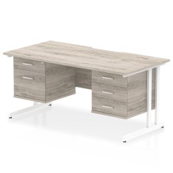 Impulse Scalloped Edge 1600mm Cantilever Straight Desk With Two Fixed Pedestal - image 6