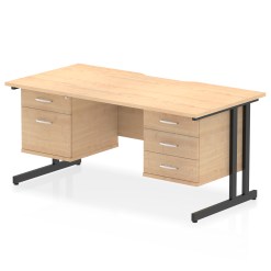 Impulse Scalloped Edge 1600mm Cantilever Straight Desk With Two Fixed Pedestal - image 7