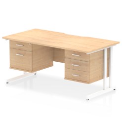 Impulse Scalloped Edge 1600mm Cantilever Straight Desk With Two Fixed Pedestal - image 9