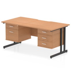 Impulse Scalloped Edge 1600mm Cantilever Straight Desk With Two Fixed Pedestal - image 10