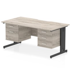 Impulse Scalloped Edge 1600mm Cable Managed Straight Desk With Two Fixed Pedestal - image 4