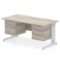 Impulse Scalloped Edge 1600mm Cable Managed Straight Desk With Two Fixed Pedestal - image 5