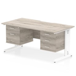 Impulse Scalloped Edge 1600mm Cable Managed Straight Desk With Two Fixed Pedestal - image 6