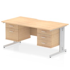 Impulse Scalloped Edge 1600mm Cable Managed Straight Desk With Two Fixed Pedestal - image 8